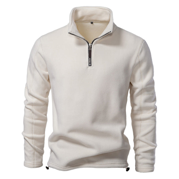 Men’s Stand-Collar Zipper Fleece Sweatshirt Casual Winter Pullover Top