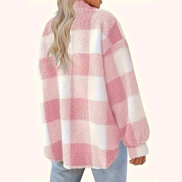 Women’s Plaid Button Front Jacket Elegant Warm Fall Winter Outerwear