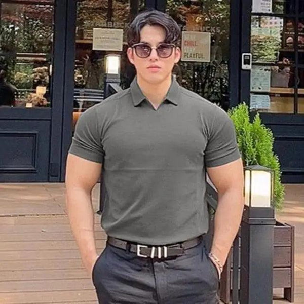 Men’s Summer Slim-Fit Polo Shirt Gym Workout Casual Tee