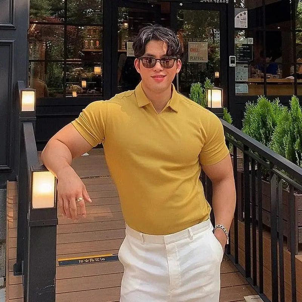 Men’s Summer Slim-Fit Polo Shirt Gym Workout Casual Tee